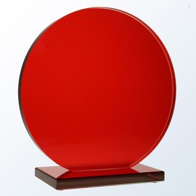 Branded Promotional RED HONORARY CIRCLE GLASS AWARD Award From Concept Incentives.