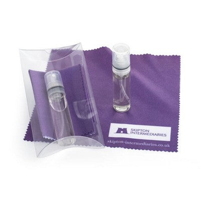 Branded Promotional 2PC PURPLE SCREEN & GLASSES CLEANING PILLOW PACK Lens Cleaner From Concept Incentives.