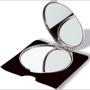 Branded Promotional SILVER CHROME DOUBLE COMPACT MIRROR Mirror From Concept Incentives.