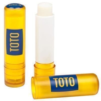 Branded Promotional LIP BALM STICK with Domed Label in Yellow Lip Balm From Concept Incentives.