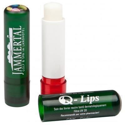 Branded Promotional LIP BALM STICK with Domed Label in Dark Green Lip Balm From Concept Incentives.