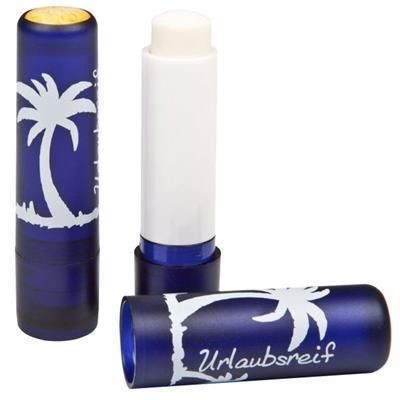 Branded Promotional LIP BALM STICK with Domed Label in Dark Blue Lip Balm From Concept Incentives.