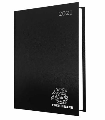 Branded Promotional FINEGRAIN A4 DAY TO PAGE DESK DIARY in Black from Concept Incentives