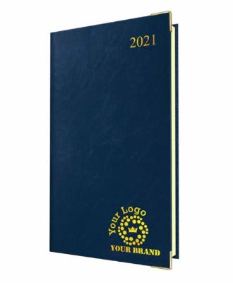 Branded Promotional FINEGRAIN DELUXE A5 DAY TO PAGE SMALL DESK DIARY in Blue from Concept Incentives