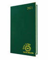 Branded Promotional FINEGRAIN DELUXE A5 DAY TO PAGE SMALL DESK DIARY in Green from Concept Incentives