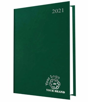 Branded Promotional FINEGRAIN A4 DAY TO PAGE DESK DIARY in Green from Concept Incentives