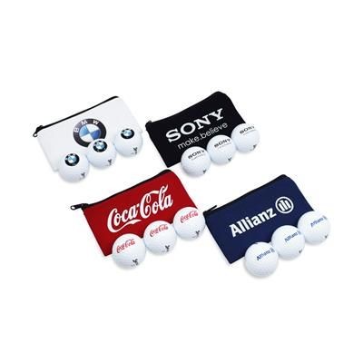 Branded Promotional COTTON CANVAS PRINTED ZIP BAG with 3 x Srixon Q-star Golf Ball Golf Gift Set From Concept Incentives.