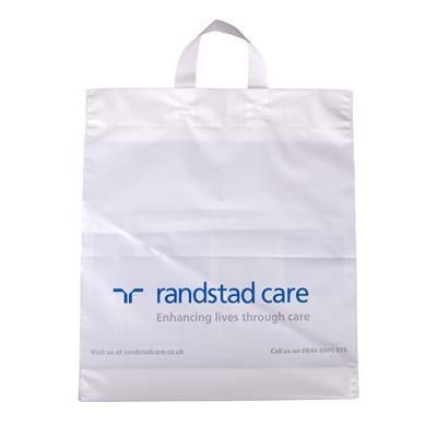 Branded Promotional FLEXI LOOP POLYTHENE PLASTIC CARRIER BAG in White Carrier Bag From Concept Incentives.