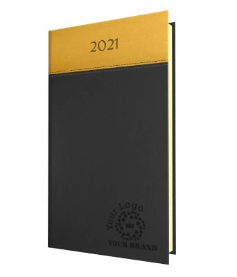 Branded Promotional HORIZON BICOLOUR POCKET WEEK TO VIEW DIARY in Grey and Yellow from Concept Incentives