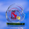 Branded Promotional GLASS LAYERS AWARD TROPHY  with Green Glass Base & Colour Sandblasting Award From Concept Incentives.