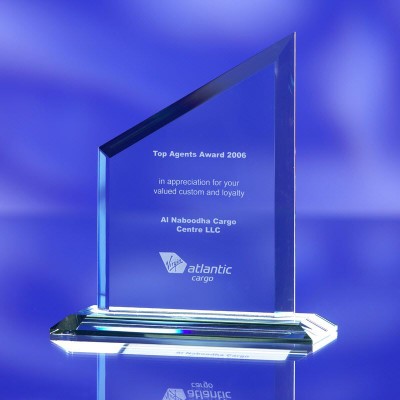 Branded Promotional TRAPEZIUM JADE GLASS AWARD TROPHY Award From Concept Incentives.