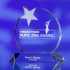 Branded Promotional ROUND GLASS STAR AWARD TROPHY Award From Concept Incentives.