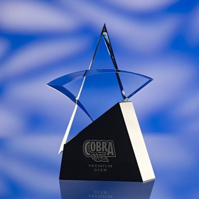 Branded Promotional METAL & GLASS STAR AWARD TROPHY Award From Concept Incentives.