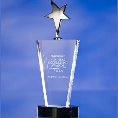 Branded Promotional METAL STAR GLASS AWARD TROPHY Award From Concept Incentives.