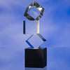 Branded Promotional BUILDING BLOCKS GLASS AWARD TROPHY  with Black Glass Base Award From Concept Incentives.