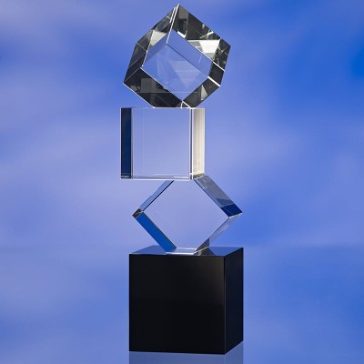 Branded Promotional BUILDING BLOCKS GLASS AWARD TROPHY Award From Concept Incentives.