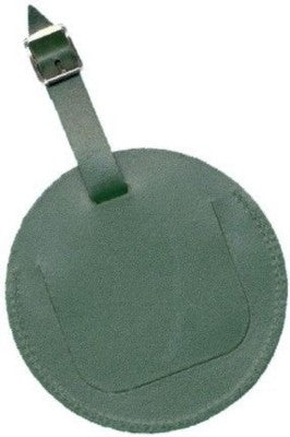 Branded Promotional ROUND LUGGAGE TAG in Recycled Bonded Leather with Security Flap Luggage Tag From Concept Incentives.