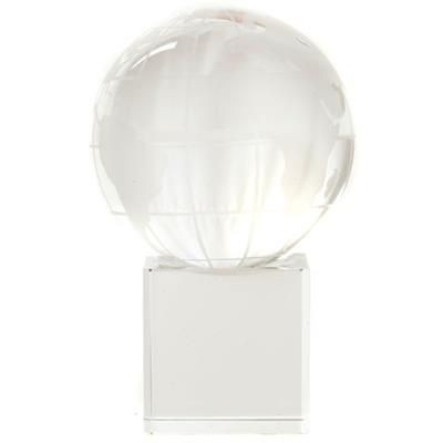 Branded Promotional CRYSTAL 50MM GLOBE ON CLEAR TRANSPARENT BASE Globe From Concept Incentives.