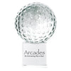 Branded Promotional CRYSTAL 60MM GOLF BALL ON CLEAR TRANSPARENT CUBE Award From Concept Incentives.