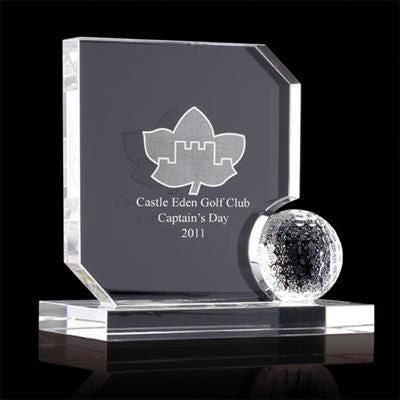 Branded Promotional CRYSTAL GOLF BALL AND RECTANGULAR BASE AWARD Award From Concept Incentives.