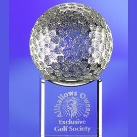 Branded Promotional GOLF BALL ON BASE GLASS AWARD TROPHY Award From Concept Incentives.