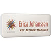 Branded Promotional PLASTIC FACED PERSONALISED NAME BADGE in White Name Badge From Concept Incentives.