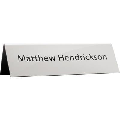 Branded Promotional PLASTIC UPSIDE DOWN V DESK NAMEPLATE in White Nameplate From Concept Incentives.
