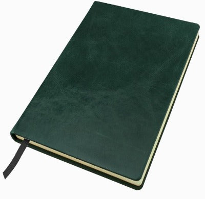 Branded Promotional POCKET CASEBOUND NOTE BOOK in Kensington Nappa Leather in Dark Green Notebook from Concept Incentives