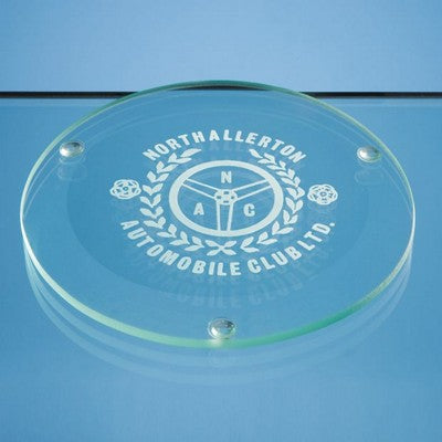 Branded Promotional 10CM JADE GLASS ROUND COASTER Coaster From Concept Incentives.