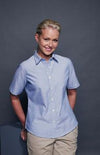 Branded Promotional HENBURY LADIES SHORT SLEEVE CLASSIC OXFORD SHIRT Shirt From Concept Incentives.