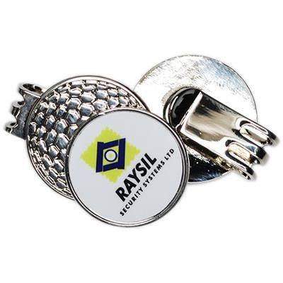 Branded Promotional MAGNETIC GOLF CAP CLIP with Ball Marker in Silver Golf Marker From Concept Incentives.