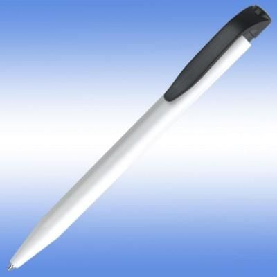 Branded Promotional HARRIER EXTRA BALL PEN in White with Black Trim Pen From Concept Incentives.