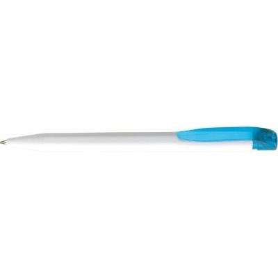 Branded Promotional HARRIER EXTRA BALL PEN in White with Aqua Trim Pen From Concept Incentives.