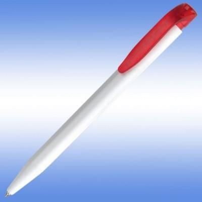 Branded Promotional HARRIER EXTRA BALL PEN in White with Red Trim Pen From Concept Incentives.