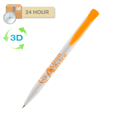 Branded Promotional HARRIER EXTRA PENCIL in White with Yellow Trim Pencil From Concept Incentives.