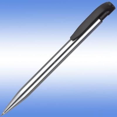 Branded Promotional HARRIER METAL MECHANICAL PROPELLING PENCIL in Silver with Black Trim Pencil From Concept Incentives.