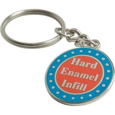 Branded Promotional STAMPED METAL HARD ENAMEL KEYRING Keyring From Concept Incentives.