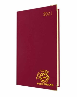 Branded Promotional FINEGRAIN DELUXE A5 DAY TO PAGE SMALL DESK DIARY in Red from Concept Incentives