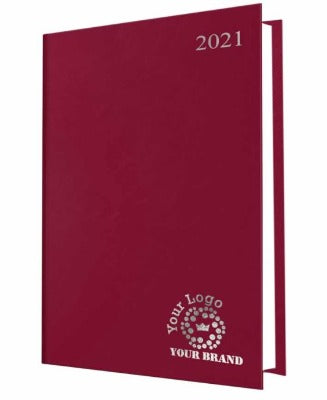 Branded Promotional FINEGRAIN A4 DAY TO PAGE DESK DIARY in Red from Concept Incentives