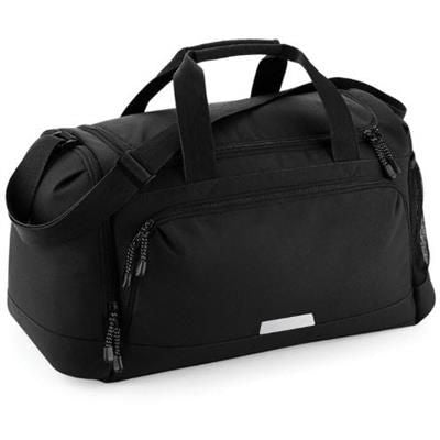 Branded Promotional HOMESTEAD 600D POLYESTER HOLDALL in Black Bag From Concept Incentives.