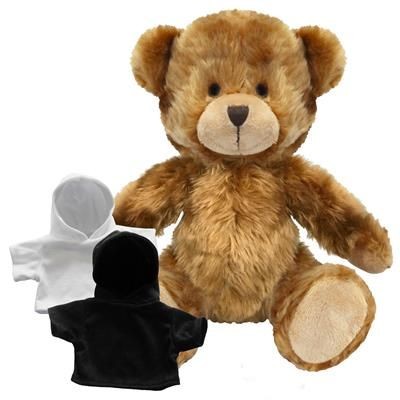 Branded Promotional PRINTED PROMOTIONAL SOFT TOY CHARLES TEDDY BEAR with Hoody Soft Toy From Concept Incentives.