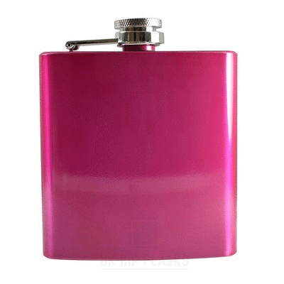 Branded Promotional 6OZ HIP FLASK in Matt Pink Hip Flask From Concept Incentives.