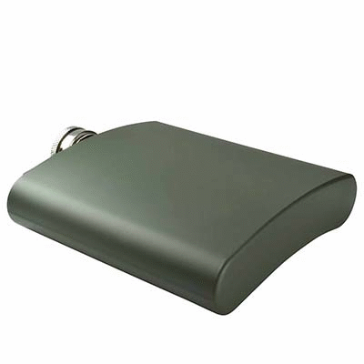 Branded Promotional 6OZ HIP FLASK in Matt Army Green Hip Flask From Concept Incentives.