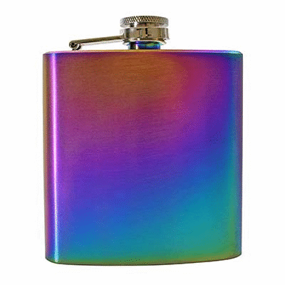 Branded Promotional 6OZ HIP FLASK in Rainbow Hip Flask From Concept Incentives.