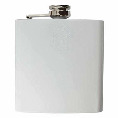 Branded Promotional 6OZ HIP FLASK in White Hip Flask From Concept Incentives.