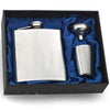 Branded Promotional 6OZ HIP FLASK in Blue Satin Lined Gift Box with Cup Hip Flask From Concept Incentives.