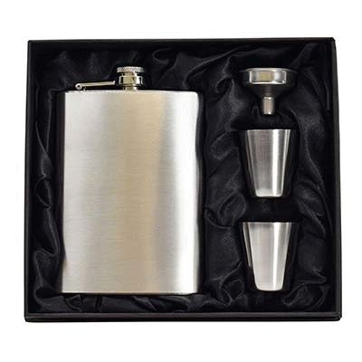 Branded Promotional 8OZ HIP FLASK GIFT SET with Cup Hip Flask From Concept Incentives.