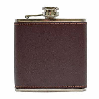 Branded Promotional 6OZ LEATHER HIP FLASK in Tan Hip Flask From Concept Incentives.
