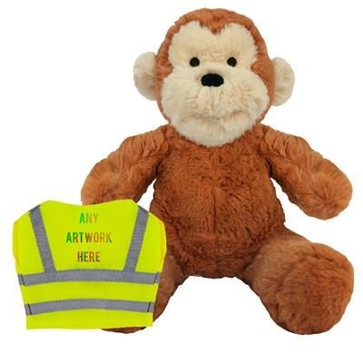 Branded Promotional PRINTED PROMOTIONAL SOFT TOY 20CM MAX MONKEY with Hi-vis Vest Soft Toy From Concept Incentives.