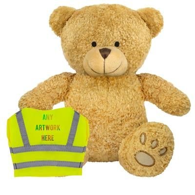 Branded Promotional PRINTED PROMOTIONAL SOFT TOY EDWARD II TEDDY BEAR with Hi-vis Vest Soft Toy From Concept Incentives.